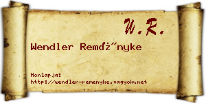 Wendler Reményke névjegykártya