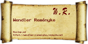 Wendler Reményke névjegykártya